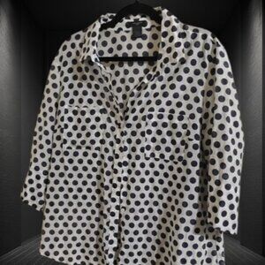 An Ann Taylor Brand Black And White Polka Dot Blouse